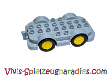 Lego car base 4 x 8 yellow wheels with black tires (15313c01) bluish gray
